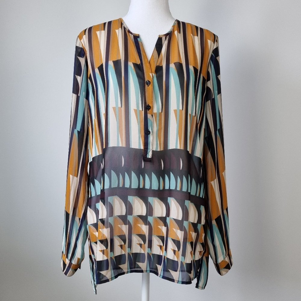 Esprit Abstract Geometric Print Blouse Size M - Picture 2 of 11